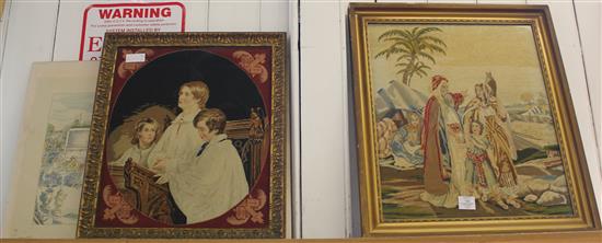 2 Victorian needlepoint panels (framed)